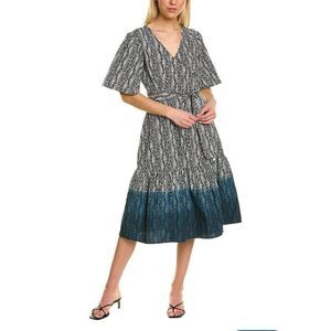 Elegant Black and Blue Patterned Dress